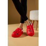 Pembe Potin Yüksek Taban Jibbitzli Eva Comfort Kadın Sandalet DNZ224-24 Kırmızı 37