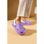 Pembe Potin Yüksek Taban Jibbitzli Eva Comfort Kadın Sandalet DNZ224-24 - Mor
