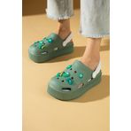 Pembe Potin Yüksek Taban Jibbitzli Eva Comfort Kadın Sandalet DNZ224-24 Yeşil 39