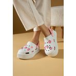 Pembe Potin Yüksek Taban Jibbitzli Eva Comfort Kadın Sandalet DNZ224-24BeyazPudra