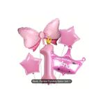 Pembe Prenses Taç Fiyonk Folyolu Yaş Balon Set, 1