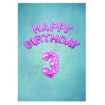 Pembe Puanlı Happy Bırthday ve Rakam Folyo Balon Seti Yaş 3