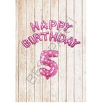 Pembe Puanlı Happy Bırthday ve Rakam Folyo Balon Seti Yaş 5