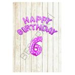Pembe Puanlı Happy Bırthday ve Rakam Folyo Balon Seti Yaş 6
