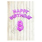 Pembe Puanlı Happy Bırthday ve Rakam Folyo Balon Seti Yaş 8