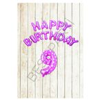Pembe Puanlı Happy Bırthday ve Rakam Folyo Balon Seti Yaş 9