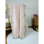 Pembe - Puantiyeli Çift Taraflı 4 Katlı Bebek Müslin Battaniye & Müslin Örtü %100 Pamuk 110X110CM