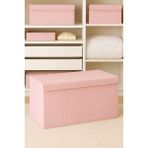 Pembe Puantiyeli Mega Boy Sert Karton Kutu Hurç 70X40X30 cm - Seçenek 1 - Ahşap - Bej