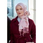 Pembe Püsküllü Etnik Kaşmir İpek Şal