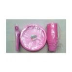 Pembe Renk 25'li Plastik Bardak+çatal+tabak