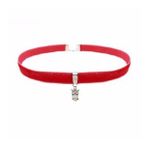 Pembe Renk Kadife Kadın Baykuş Choker Tasma Kolye