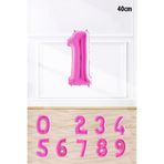 Pembe Renk Rakam Folyo Balon Pembe Yaş Balonu Sayı Balonlar 16 inç 40 cm