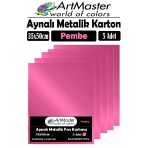 Pembe Renkli 35X50 Metalik Aynalı Fon Kartonu 5 Adet 1 Paket Artmaster Metalik Aynalı Fon Kartonu