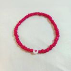 Pembe Renkli Boncuklu Kalp Figürlü Kalp Aşk Özlem Sonsuzluk Hediyelik Bileklik