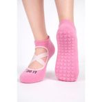 Pembe Renkli Pilates & Yoga Silikonlu Kazymaz Tabanlı Patik Çorap