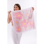 Pembe Rüya Çiçekleri Model Fular Bandana Şal Estascarf 70X70 cm - Renkli