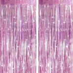 Pembe Saçaklı Zemin Perdeleri Parti Süslemeleri, Tatlı 16 Kadın için Tinsel Flamalar Doğum Günü Dekoru, Düğün, Prenses, Bebek Partisi, Bekarlığa Veda, 2 Paket 3,28 x 6,56 Ft