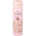 Pembe Sarı Çiçek Desenli Paslanmaz Çelik Termos 500ML