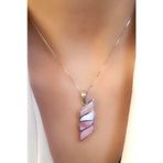 Pembe sedef taşlı 925 ayar gümüş modern kolye