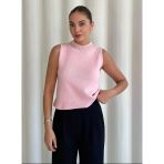 Pembe Seraphine Yakası Taşlı Süveter