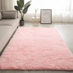 Pembe Shaggy Alan Halısı 50 x 160 cm Yatak Odası Oturma Odası Dekoru için Yumuşak Kabarık Halı Çocuklar Çocuklar Kız Odası için