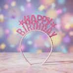 Pembe Simli EVA Happy Birthday Doğum Günü Tacı