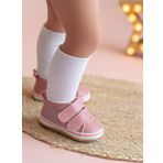 Pembe Simli Yıldızlı Kız Bebek Cırt Cırtlı Patik Yürüme Öcesi-g-2356