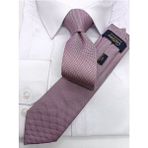 Pembe Siyah Kum Desenli Slim Kravat - Standart - Açık Pembe - Siyah