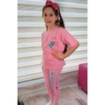 Pembe Stitch Kısa Kollu Taytlı Çizgi Karakter Baskılı Kız Çocuk 2li Takım - 2 - 3 Yaş