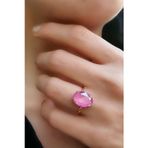 Pembe Swarovski Taşlı 925ayar Gümüş Rose Altın Kaplama Ayarlanabilir Yüzük