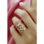 Pembe Swarovski Taşlı Gümüş Bayan Yüzük