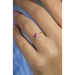 PEMBE TAŞLI KELEBEK YÜZÜK 14 AYAR A080543