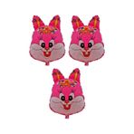 Pembe Tavşan 3 Adet Büyük Boy 40cmx53cm Folyo Balon (Helyum) No:9