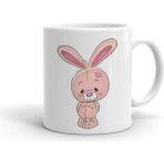 Pembe Tavşan Baskılı Kupa - Beyaz - 199 ml