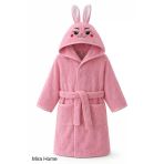 Pembe Tavşan Nakışlı Kulaklı Bebek Ve Çocuk Bornozu