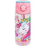 Pembe Unicorn Lisanslı Pipetli Plastik Matara 500 ml Hafif ve Sızdırmaz Tasarım