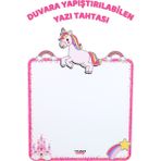Pembe Unicorn Temalı Çocuk Yazı Tahtası Eğitici ve Aktiviteli Oyuncak - Ahşap - Bej - Seçenek 1
