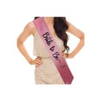Pembe Üzeri Siyah İtalik Alyanslı Bride To Be Yazılı Simli Işıltılı Kuşak Kemer 10x80 cm TG-V 2508