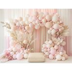Pembe ve Altın Balon Detaylı 200X150CM Arka Plan Stüdyo Fonu