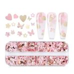 Pembe Ve Gold Tırnak Süsleme Folyo Pulları Karışık Dizayn Kelebek Kalp Tavşan Çiçek Nail Art