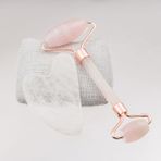 Pembe ve Kristal Kuvars Yüz Masaj Seti - Roller ve Gua Sha - Açık Pembe
