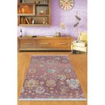 Pembe Vintage Dokuma Pamuk Tabanlı Kaymaz Kilim Klm159