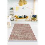 Pembe Vintage Dokuma Pamuk Tabanlı Kaymaz Kilim Klm304