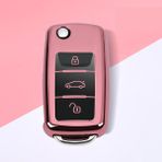 Pembe Volkswagen Passat Golf Jetta Bora Polo Sagitar Tiguan Için Yeni Yumuşak Tpu Tam Kapak Araba Anahtarlık Kılıfı - Aşınmaya Dayanıklı Anahtarlık Aksesuarları (Yurt Dışından) - araba anahtarı kapağı