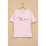 Pembe West Side Kabartmalı Yazılı Kız Çocuk Bisiklet Yaka Tişört 20973 - 11 - 12 Yaş