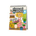 Pembe Yayınevi Mandala Boyama Kitabı - Yetişkinler İçin Rahatlatıcı Boyama Sayfaları - Çiçekleri Seven Kız