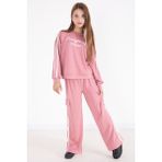 Pembe Yazı Baskılı Şeritli Kız Çocuk Alt Üst Takım 22771 - 10 - 11 Yaş