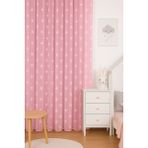 Pembe Yıldızlı Tül Perde, Kız Çocuk Odası, Sık Pile, Düz, Sade, Tül Perde, Kornişli, Pembe - 200 x 210