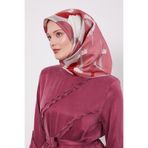 Pembe Yuvarlak Desen Twill İpek Eşarp
