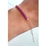 Pembe Zirkon Taşlı 925 ayar Gümüş Rose Tasarım Bileklik